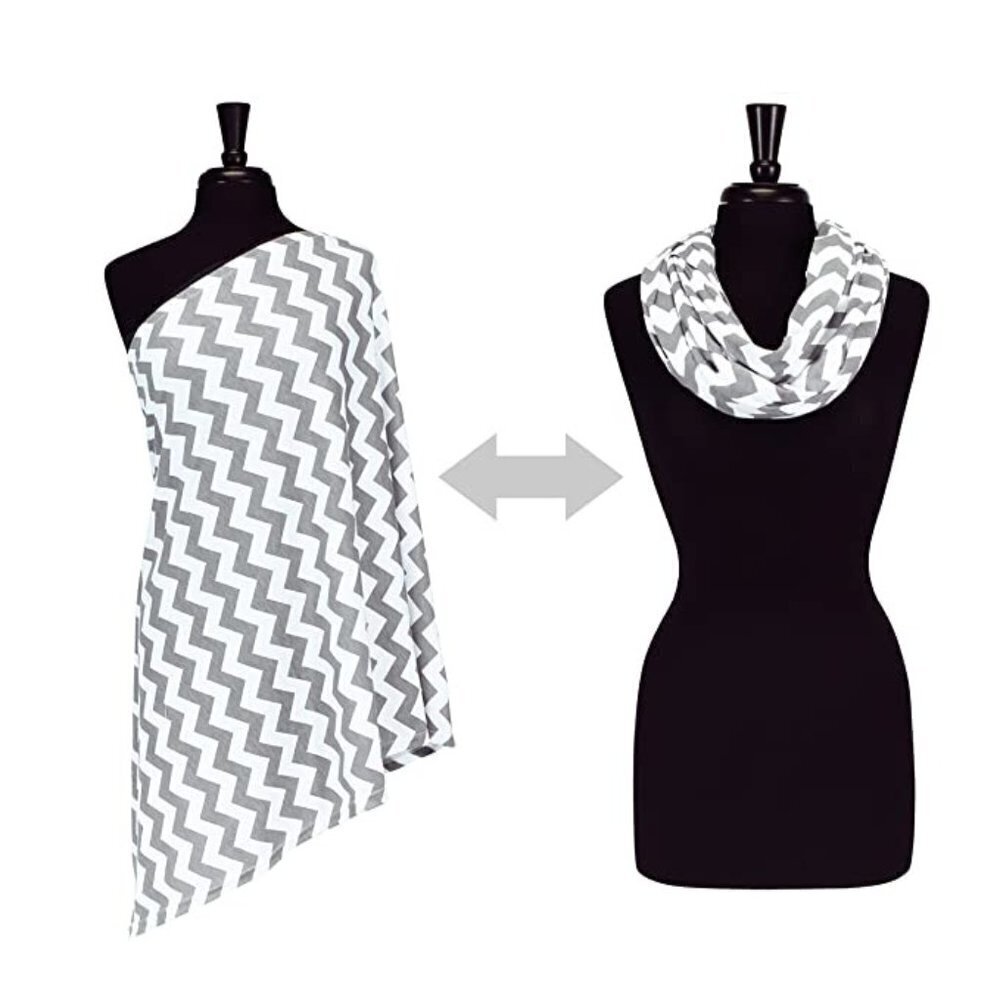 $10 SALE Itzy Ritzy Nursing Breastfeeding Cover Infinity Scarf Grey Chevron OS